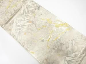 村田織物製　引箔　山並に松模様織り出し　袋帯